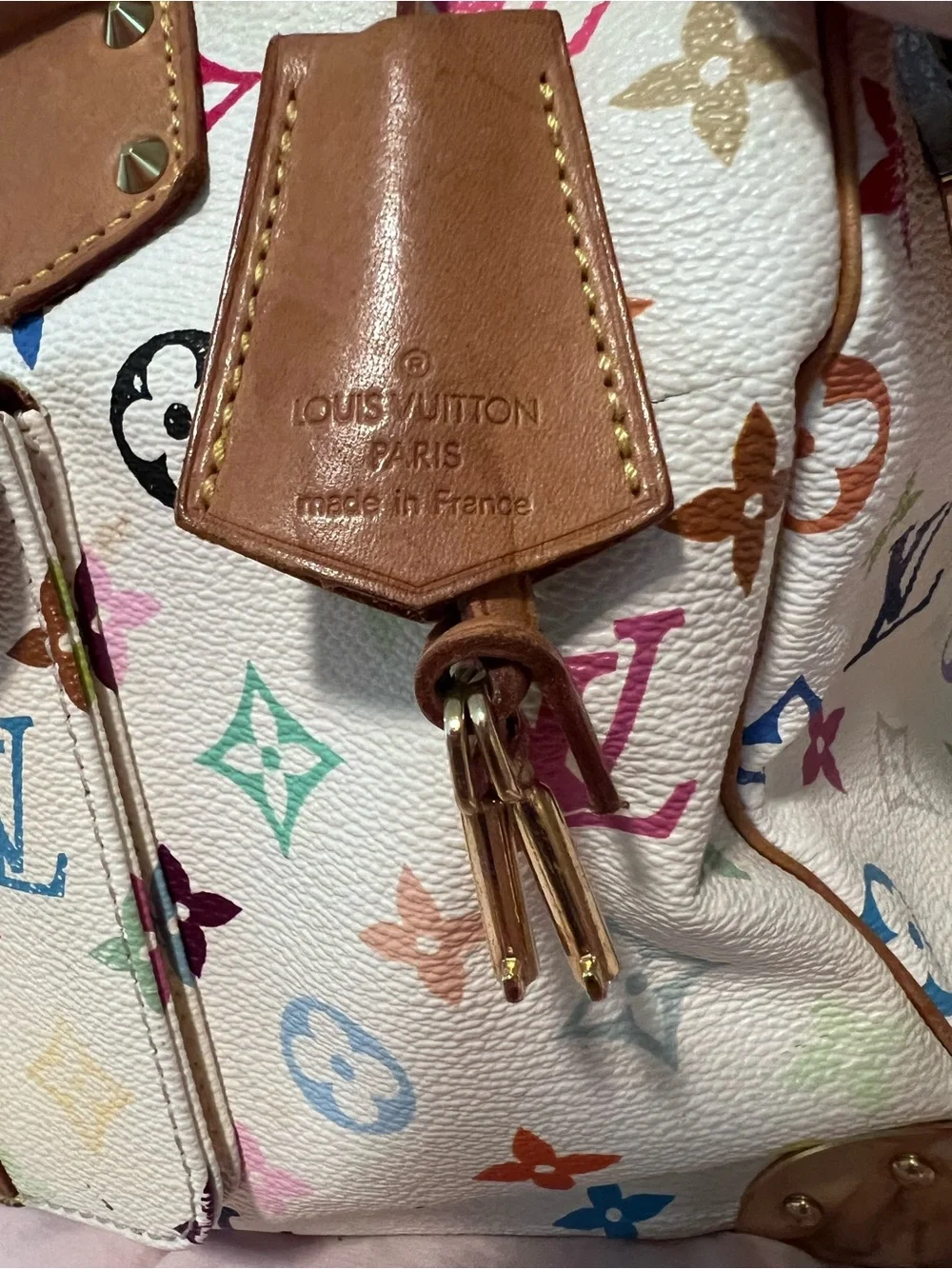 Vintage Louis Vuitton Multicolor Murakami White Speedy Bag